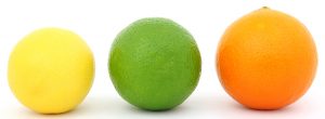 Zitrone, Limette und Orange