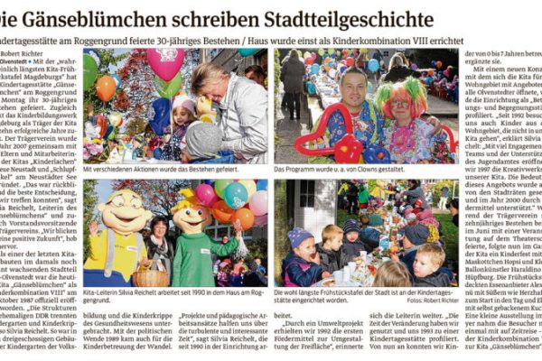 Beitrag Volksstimme - Gänseblümchen-30ter-Geburtstag