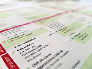 Der Hopsi-Pfad ist auf dem Speiseplan grün gekennzeichnet