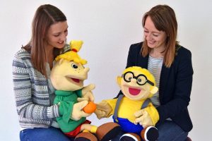 Unsere Maskottchen Hopsi und Klopsi sind der Hingucker bei jedem Ernährungsprojekt