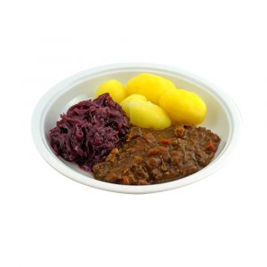 1415 Rindergulasch mit Rotkohl und Kartoffeln