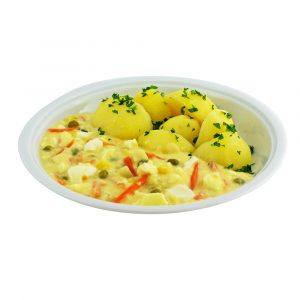 1512 Buntes Eierragout in Senfsauce mit Gemüseeinlage und Kartoffeln
