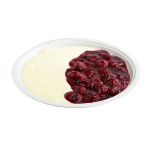 1598 Grießbrei mit heißer Mehrfruchtsauce
