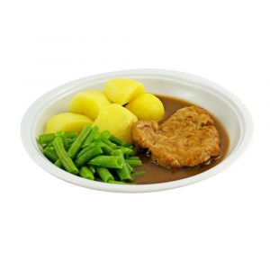 3080 Gebratene Putenbrust mit Geflügelsauce, grünen Bohnen und Kartoffeln