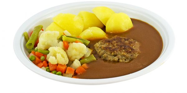 3094 Boulette mit Rahmsauce, Sommergemüse und Kartoffeln