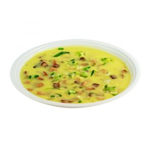 3114 Kartoffel-Lauchsuppe mit gebratenen Wurstwürfeln