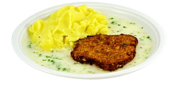 3268 Pastinaken-Steckrübenrösti mit Petersiliensauce und Kartoffelpüree