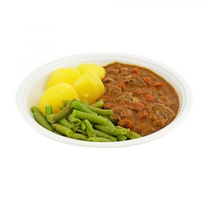 3323 Rindergeschnetzeltes mit grünen Bohnen und Kartoffeln