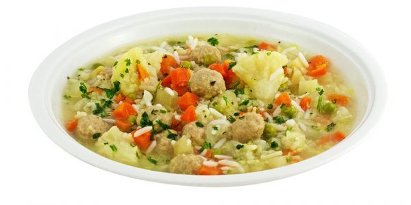 3353 Reissuppe mit Gemüseinlage und Fleischklößchen