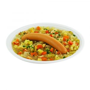 3356 Spitzkohleintopf mit Möhren- und Kartoffeleinlage, dazu Geflügel-Wiener Würstchen