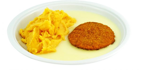 3368 Fischburger mit Zitronen-Buttersauce und Kartoffel-Möhrenpüree