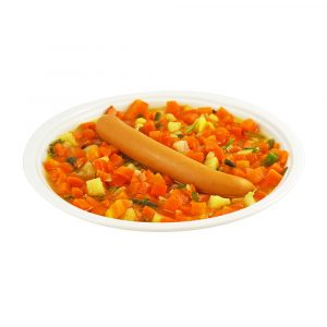 3369 Möhreneintopf mit Kartoffeleinlage und Geflügel-Wiener Würstchen