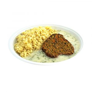3370 Spinat-Karottenbratling mit Kräutersauce und Bulgur