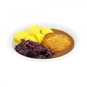 3400 Gebratene Putenbrust mit Geflügelsauce, Rotkohl und Kartoffeln