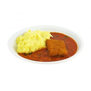 4294 Polentatasche mit fruchtiger Tomatensauce und Kartoffelpüree