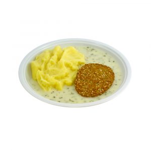 4613 Grünkern-Käsemedaillon mit Kräutersauce und Kartoffelpüree
