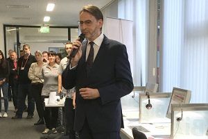 Der Vorsitzende der Geschäftsführung der Bundesagentur für Arbeit Magdeburg Herr Matthias Kaschte eröffnet die Messe.