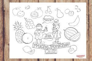 Ausmalbild Frucht Forscher Quiz